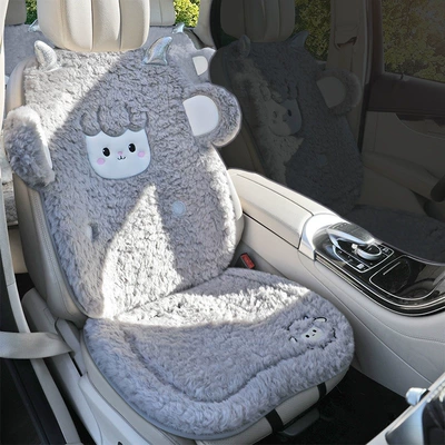 winter plush seat pad, winter Wool pad - light-gray-single-seatthick-lamb-wool-super-warm-non-slip-and-durable