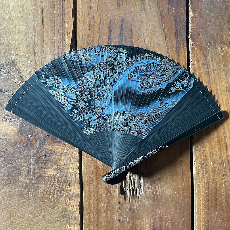 Grúa de estilo chino completo ventilador de bambú talla hueco estilo antiguo ventilador al por mayor han Ropa danza ventilador de mano grúa regalo ventilador