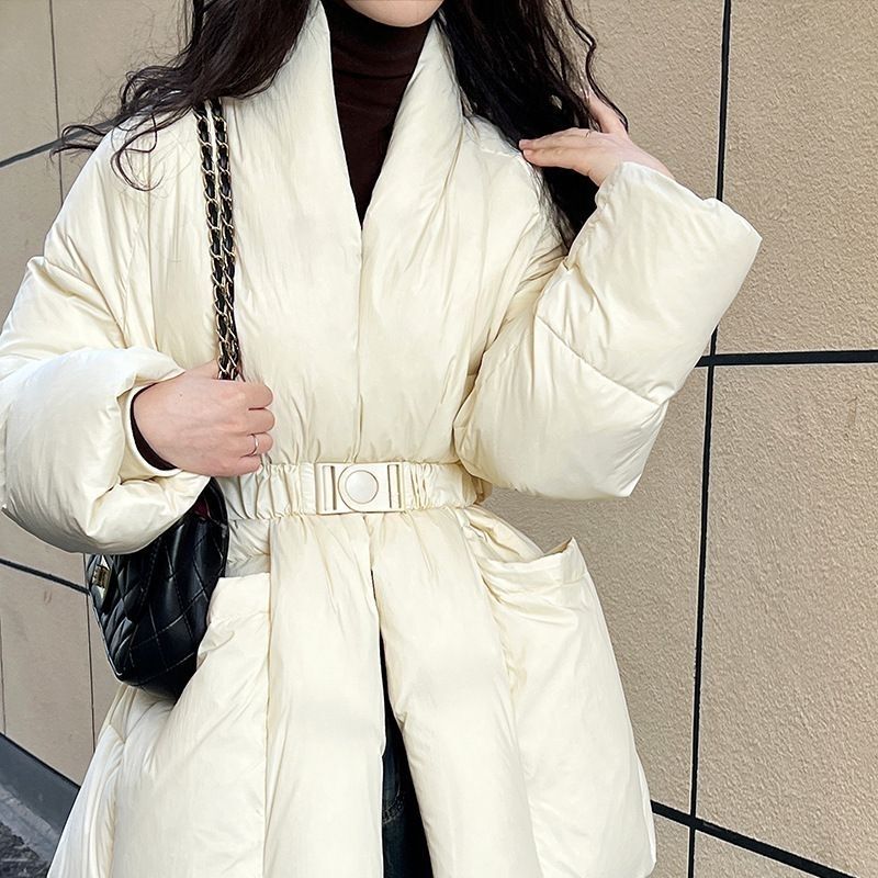 设计感收腰羽绒服女冬季2025新款系带新中式国风小个子保暖外套|undefined