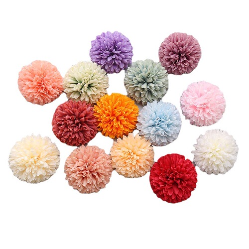 Simulated dandelion flower pingpong thorn chrysanthemum silk flower ball chrysanthemum head silk fabric fake flower wedding flower wall gift box decoration
