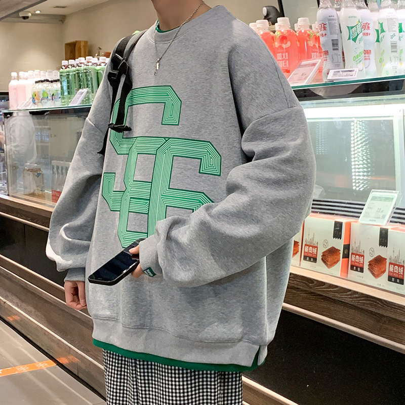 Klein azul chaqueta de hombre cuello redondo suelto in ropa de moda primavera y otoño falso dos camisas de manga larga