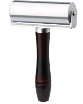 Original mango de madera rodillo rueda de empuje rodillo herramienta de prensado de cuero rodillo de borde oscuro borde grande rodillo de hierro