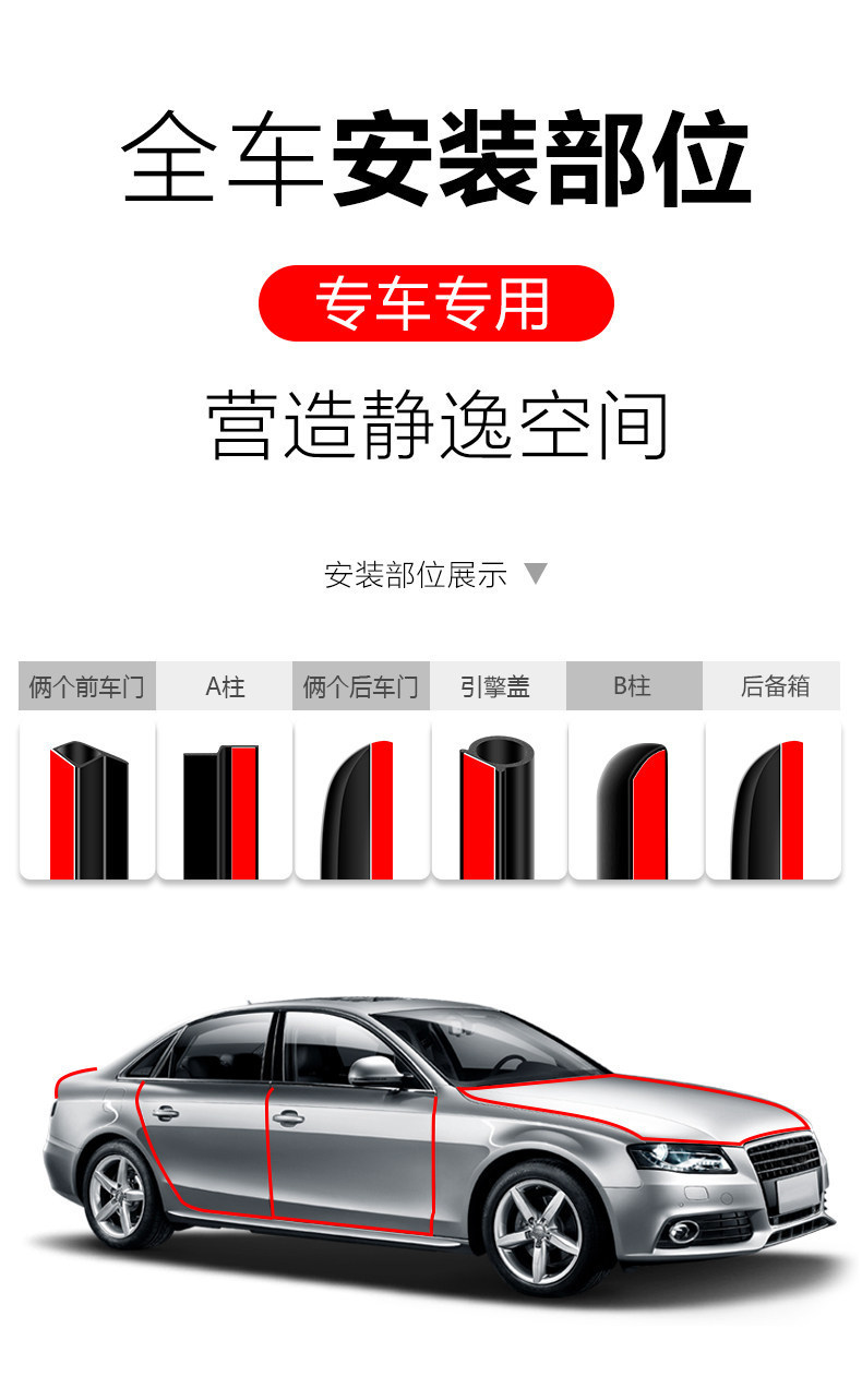 Specialized Soundproof Sealing Strips for All Car Doors of Buick Gl8, Noise Reduction, Dustproof, Waterproof, and Modified Silent Accessories