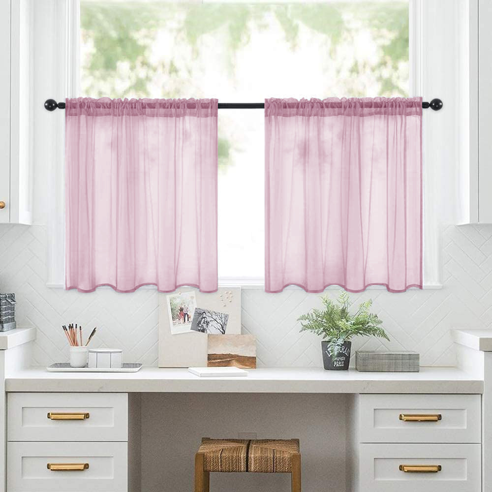 Cortinas semioscuras prefabricadas de terileno de doble barra para cocina y baño, de Amazon, en stock.