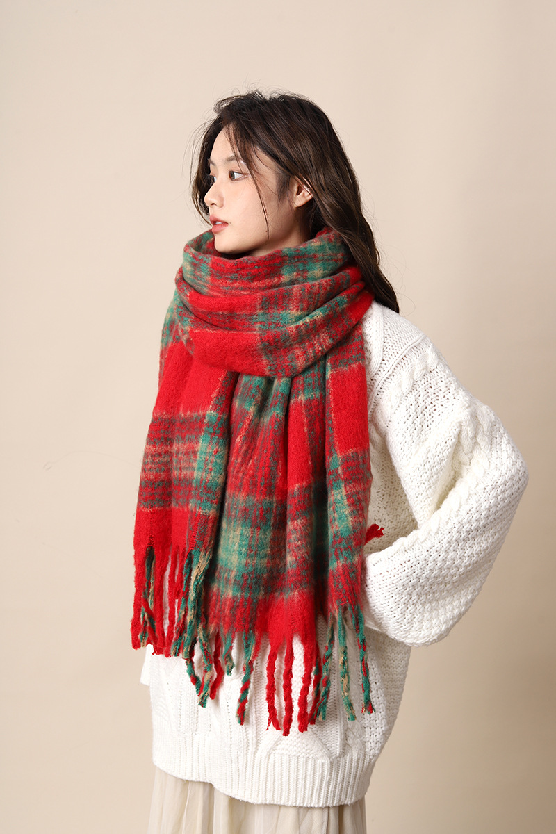 Sciarpa invernale in mohair con nappe di alta qualità, in cashmere marrone Maillard, per studenti, stile nuovo_voghion.com