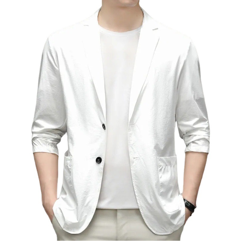 Foreign Trade Summer New Casual Small Suit Men's Plus Size Sun Protection Light Mature Style Business Suit Jacket Light Style