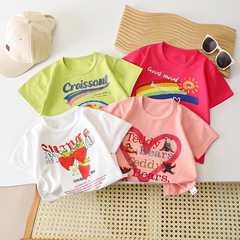 Children's T-shirt Pure Cotton Summer New Girls' Half-Sleeve Baby Thin Odaier Cotton Clothes 2024 Summer Kids' Clothing