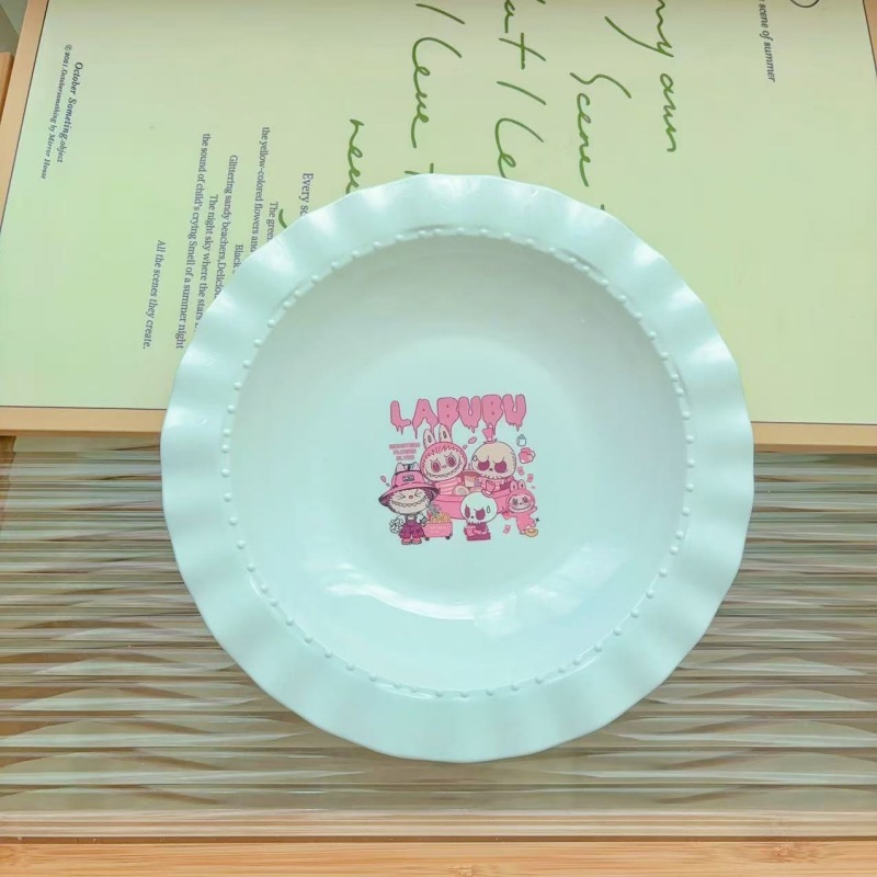 labubu马卡龙糖果色沙拉盘家用水果盘儿童甜品早餐零食水果蛋糕盘|undefined