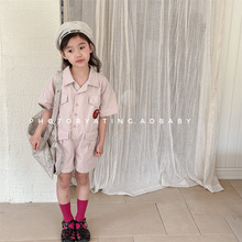 2025童装夏季新品 女童韩版夏装短裤连体衣服连体儿童裤子5237