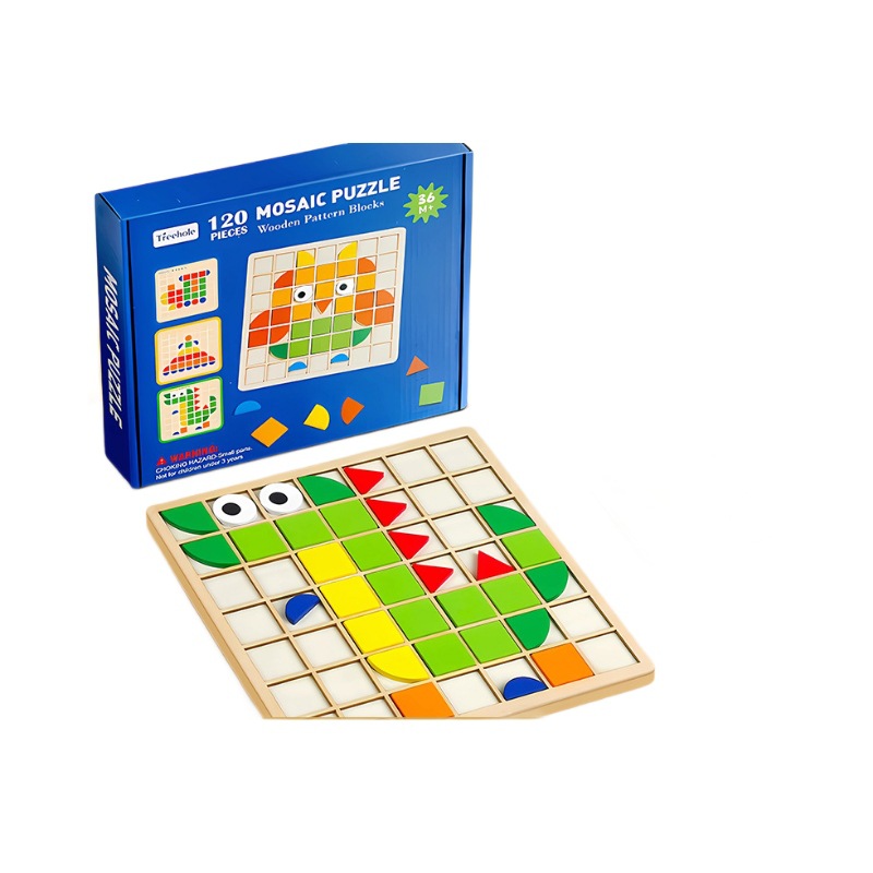 Mosaico 3D 3D Puzzle Kindergarten Juegos de mesa Educación temprana de madera para niños Juguetes de bloques de construcción geométricos de inteligencia