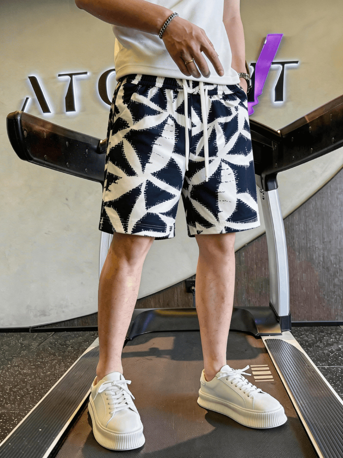 American Casual Summer Print Shorts For Men - High Street Fashion Loose Fit Beach Shorts With Artistic Pattern_viptrois.com