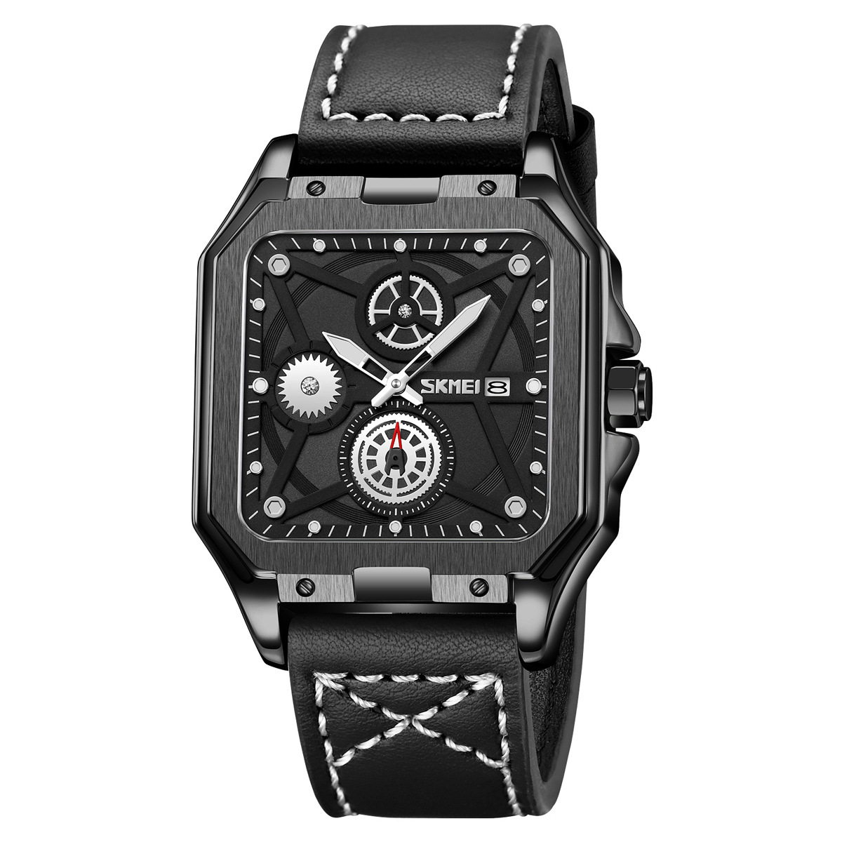 Momento Meiyuan fábrica de reloj de pulsera de engranaje cuadrado para hombres correa retro impermeable relojes de cuarzo transfronterizos en stock