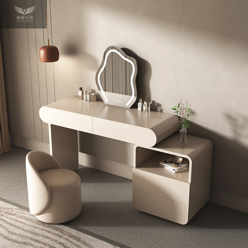 Simple y moderno lujo ligero armario de almacenamiento de la mesa de maquillaje en el dormitorio pequeño tipo de casa mesa de maquillaje de la mesa de maquillaje retráctil
