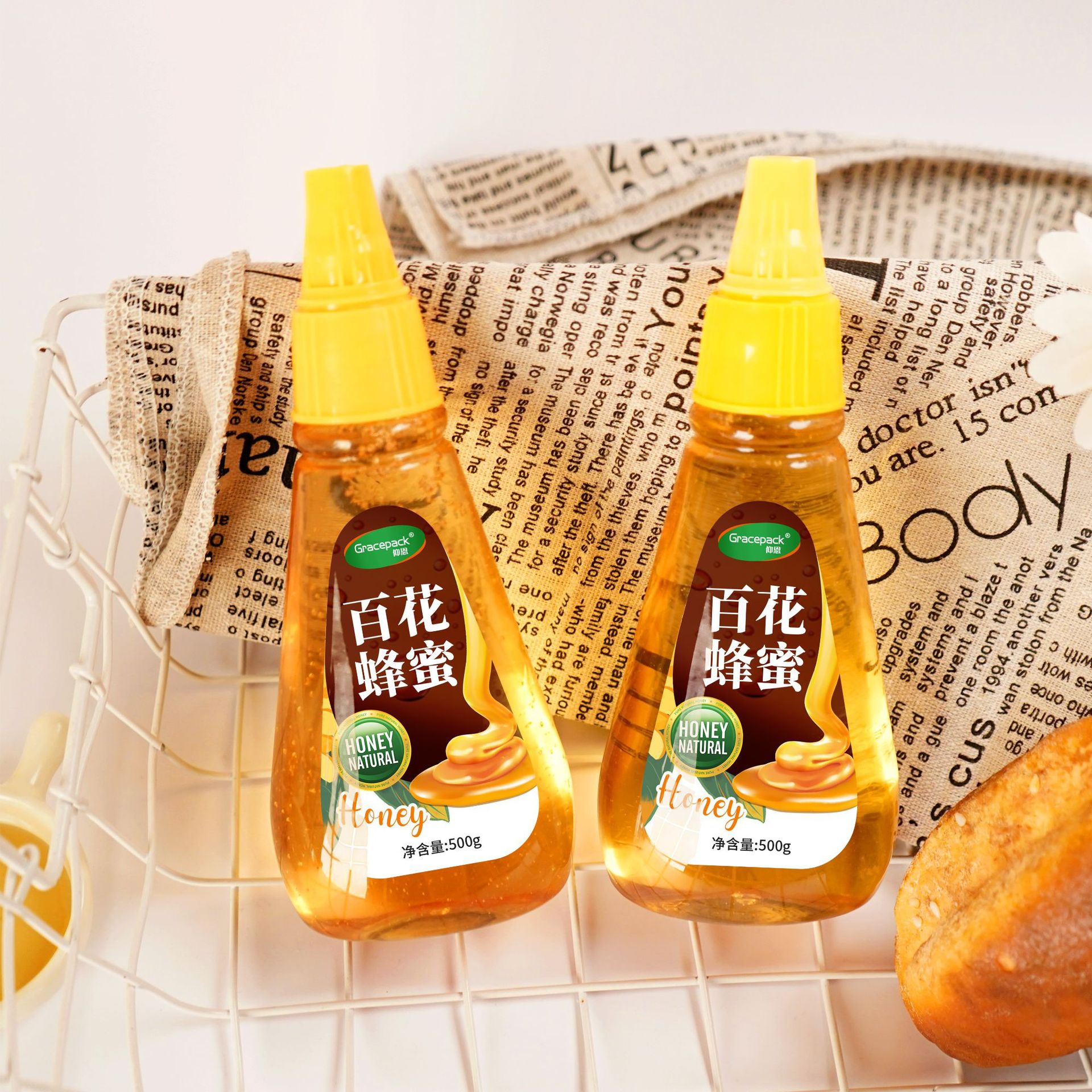 400g蜂蜜瓶 pet食品级挤压塑料瓶子 尖嘴蜂蜜包装瓶 番茄酱沙拉瓶