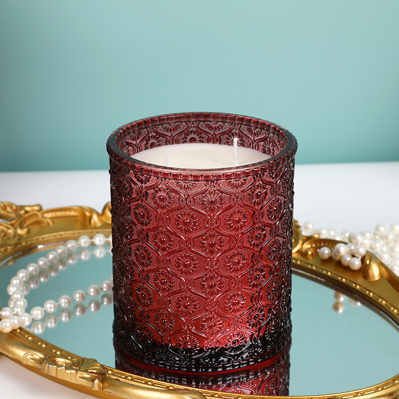 Cross-border high-looking retro color relief transparent glass candle Cup photo atmosphere props niche fragrance candle