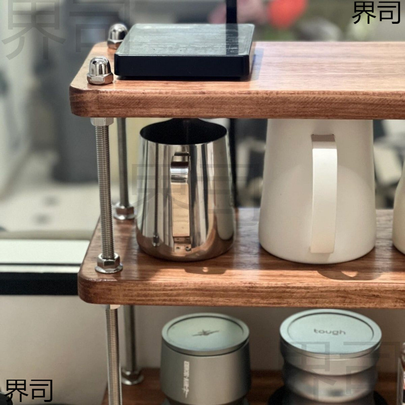 置物架中古风架子厨房架办公桌隔层工位桌面收纳咖啡茶水杯茶具|undefined