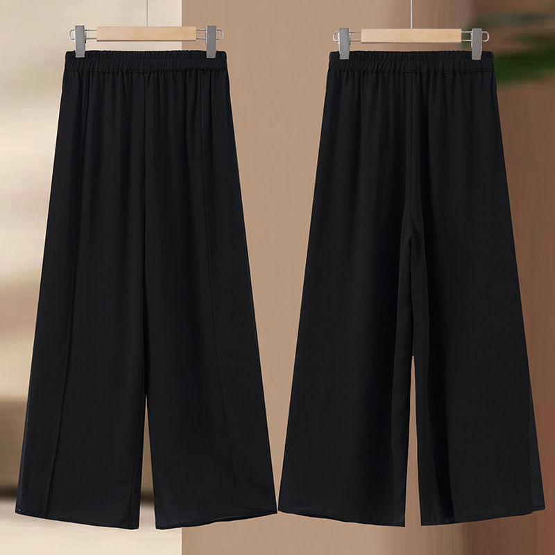 2025 New Summer Mom Wear Elastic Waist Casual Versatile Straight Pants Fashionable Spring Middle-Aged and Elderly Women's Pants
