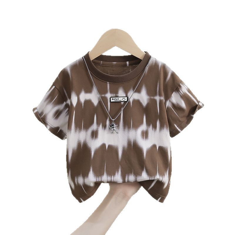 7810 Camiseta de manga corta para niños Verano 2025 Nuevo vestido de verano para bebés Camiseta fresca y atractiva para niños Tops para niños de moda