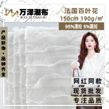 法国百叶花 涤纶褶皱花边提花面料 弹力休闲小衫女装泳衣裙装面料