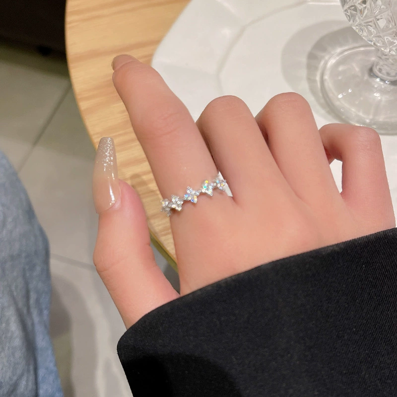 Ring, Retro Small Bow Design, Light-Luxury Silver-Tone Statement, One Size