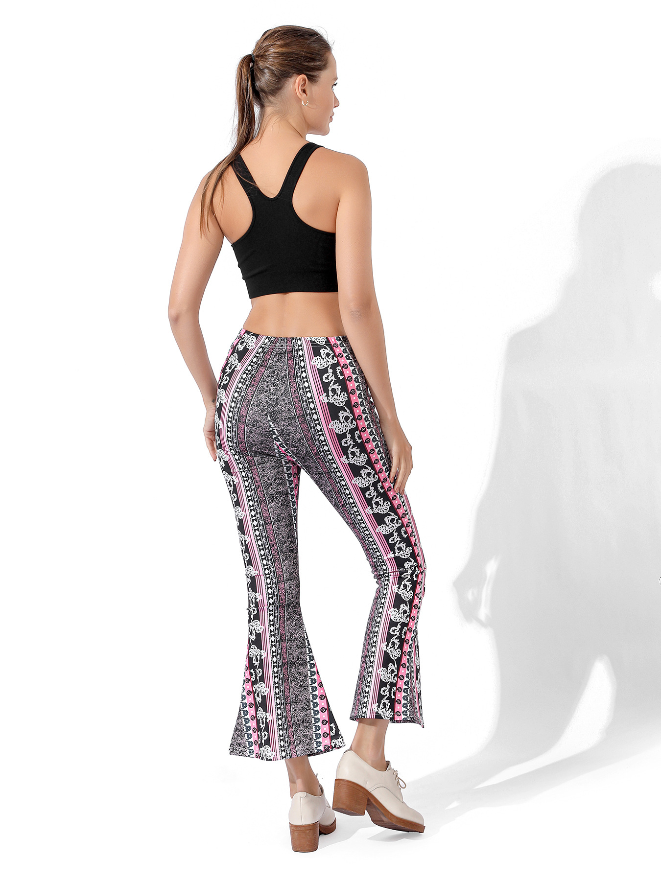 Pantaloni da yoga da donna stampa digitale elasticizzati allenamento per la danza shopping casual piccoli pantaloni da yoga freschi leggings con fondo a zampa d'elefante_voghion.com