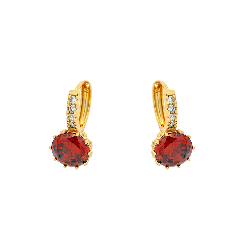 Copper metal golden stone inlay, zirconium, earrings, 24 carat white gold, European style, light luxury style, high-quality style, wholesale