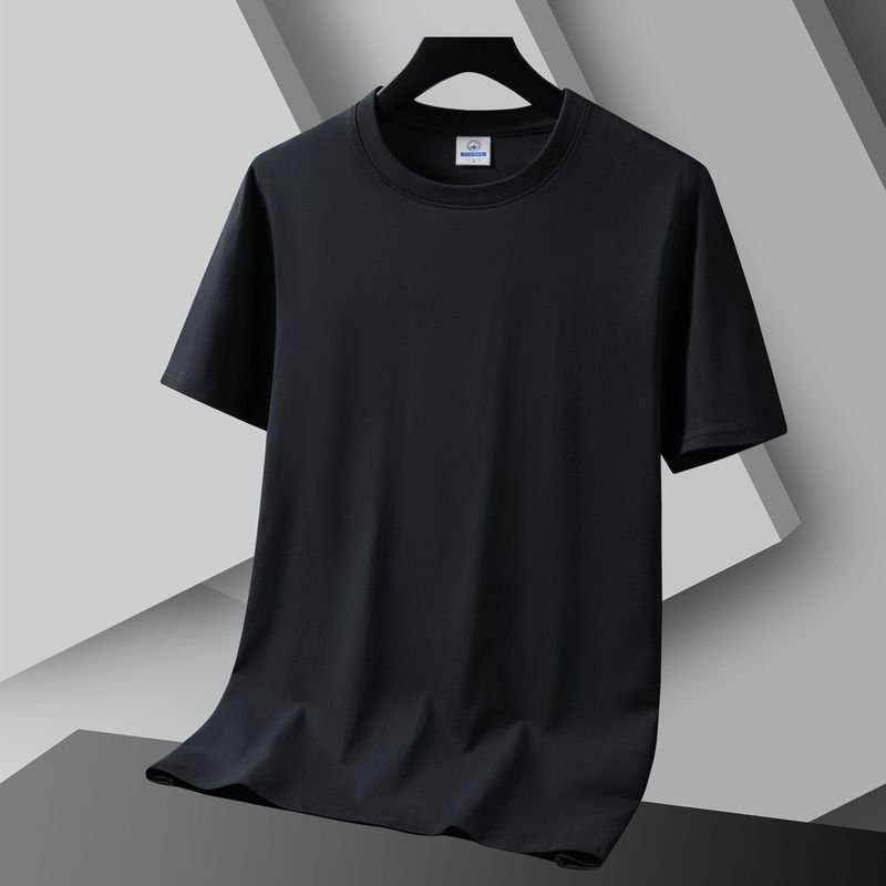 100% 新疆綿夏半袖 Tシャツ男性と女性のための無地 Tシャツルーズトップメンズ半袖ボトムシャツ 1/2|undefined
