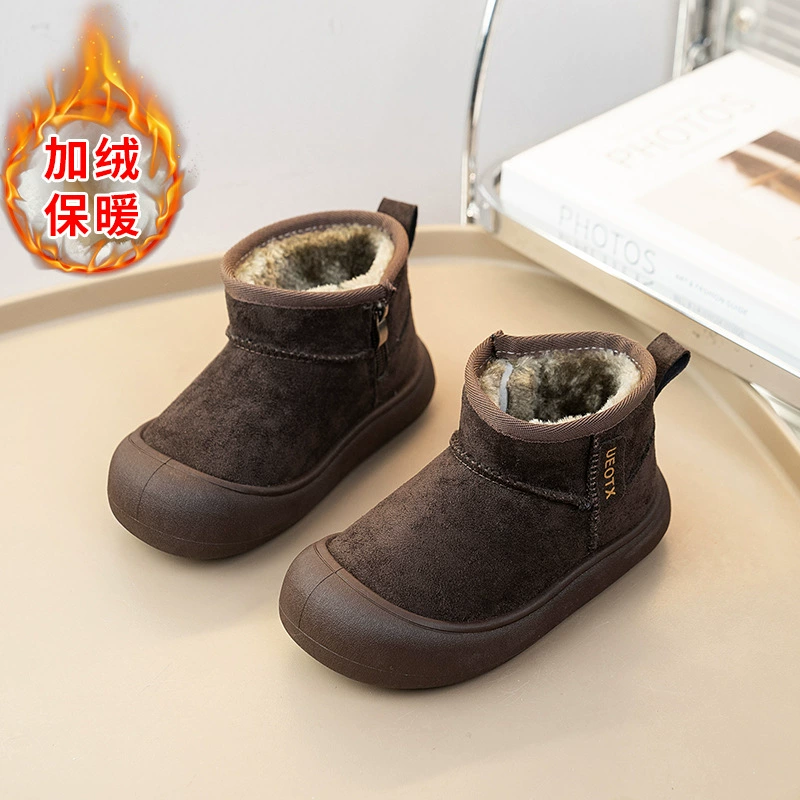 Низкие короткие ботинки, матовые детские ботинки, осенне-зимние новые детские зимние ботинки 2025 года, хлопковые ботинки Baotou в корейском стиле для мальчиков и девочек