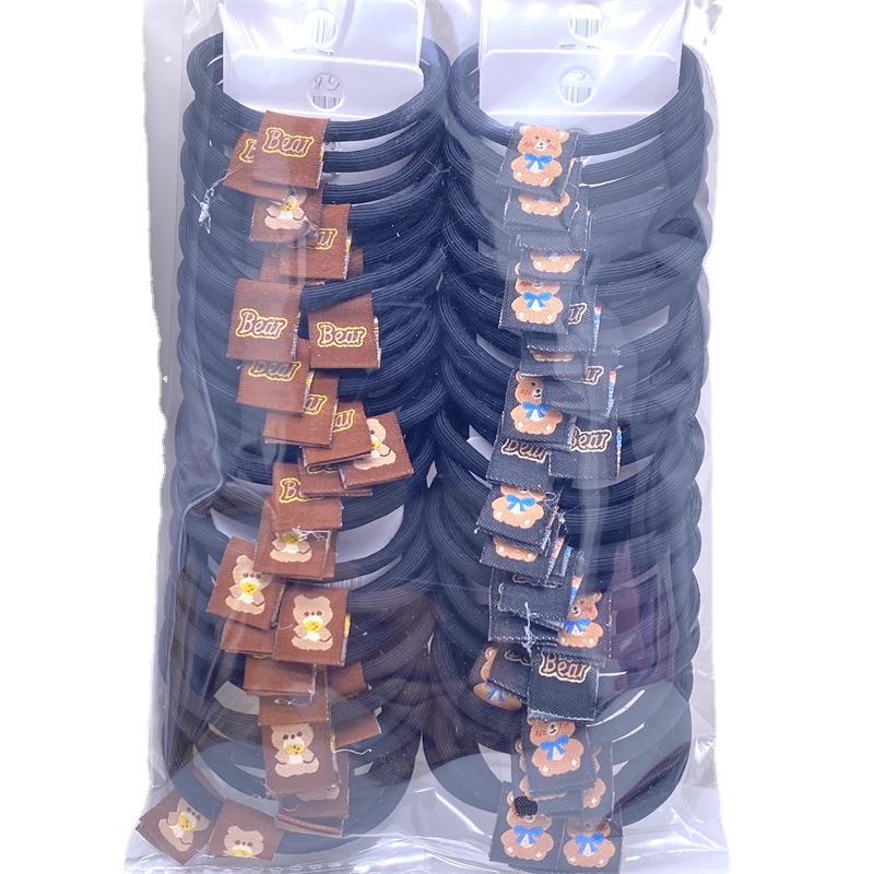 Caqui fresa oso etiqueta de tela anillo de pelo rojo leche té color 03 amor banda de goma lazo de pelo de las mujeres 2 yuanes tienda física