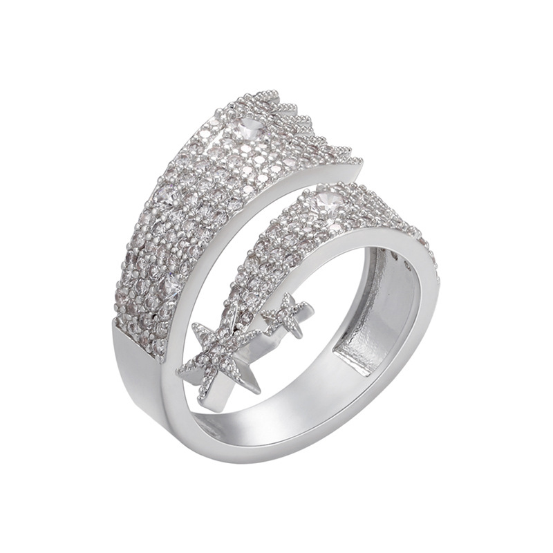 Fashion Star Copper Open Ring Inlay Zircon Copper Rings