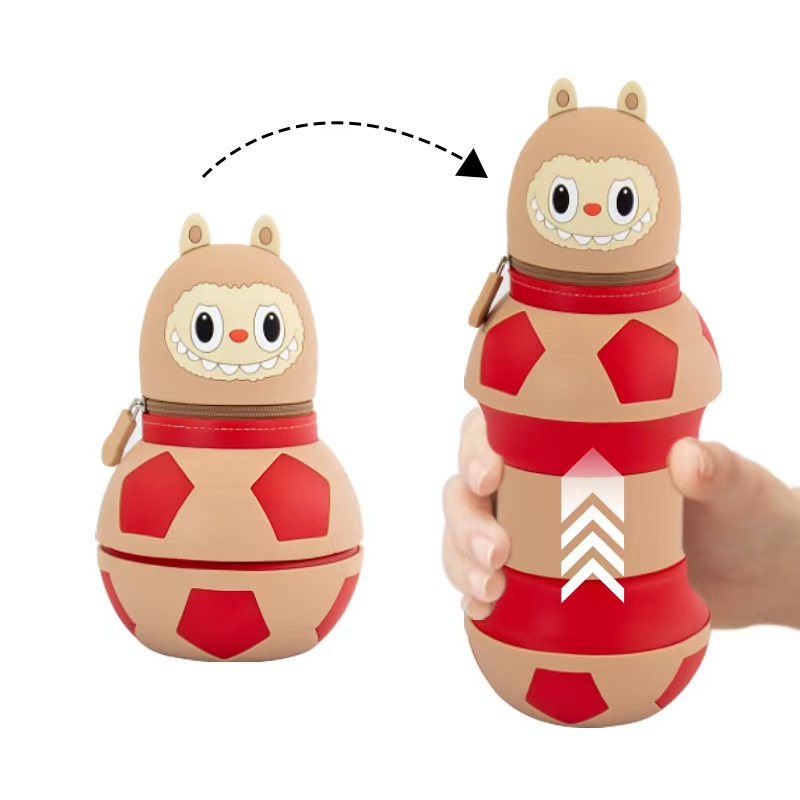 动漫学生笔筒硅胶大容量卡通足球笔袋可伸缩简约手办礼品批发厂家