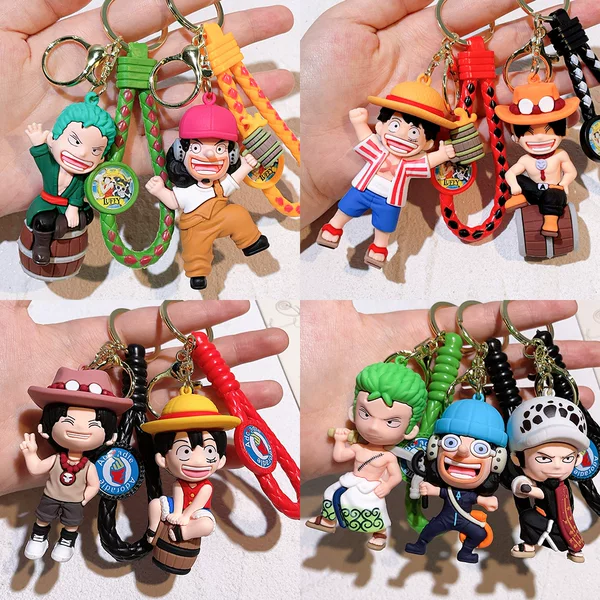 8Th Generation One Piece Keychain Luffy Nami Sanji Zoro Keychain Dragon Ball Figure Pendant for Men and Women