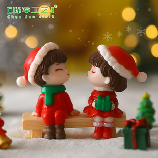 Micro-landscape Cute Christmas Couple Doll Hand-made Gift DIY Decorations Accessories Creative Desktop Small Ornaments