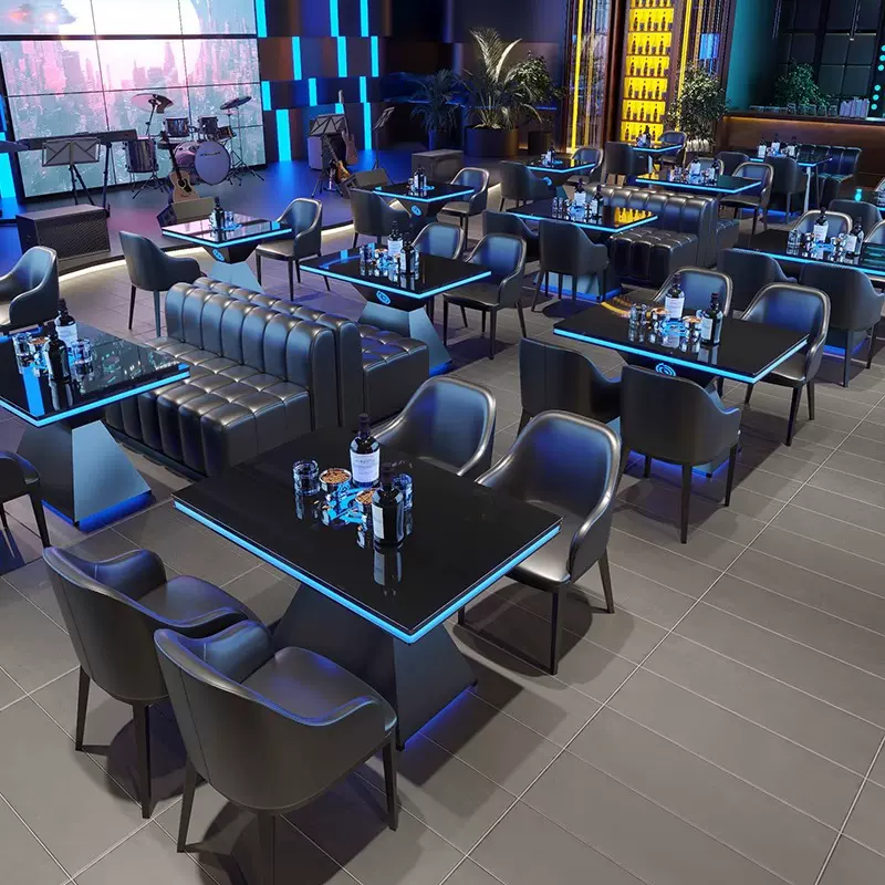 复古酒吧清吧发光桌椅夜场ktv沙发组合酒馆奶茶店咖啡西餐厅卡座