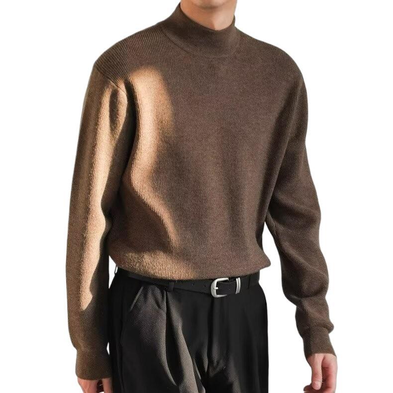 Retro fashionable knitted trend solid color sweater