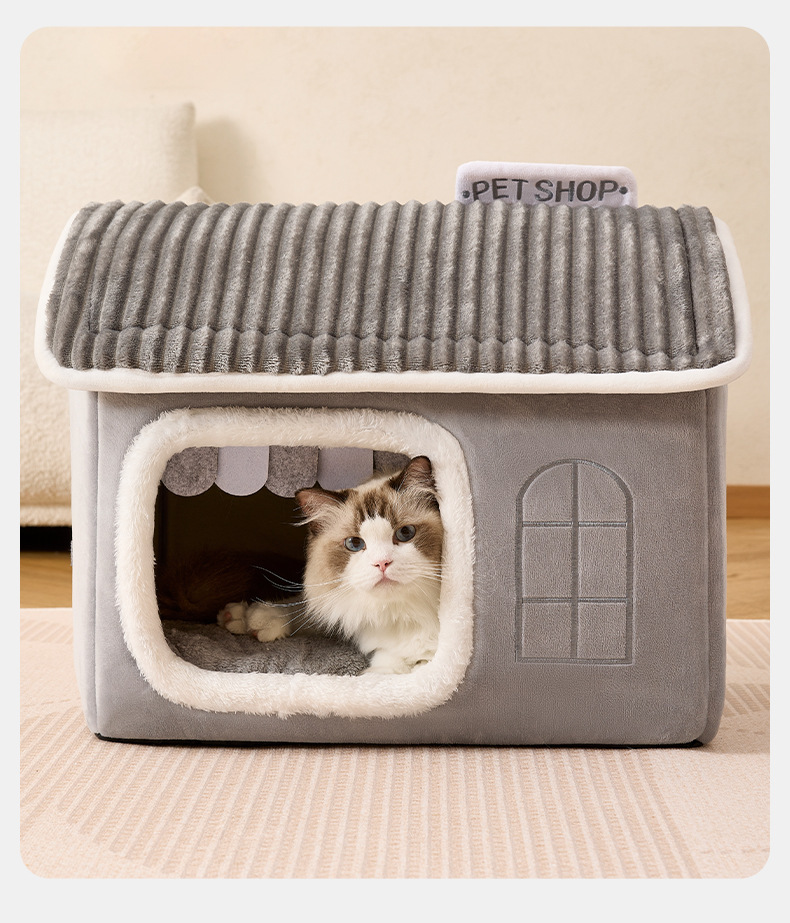 Nelja hooaja universaalmaja, sügistalvel maja väike keskmise suurusega koerakassi pesa, eemaldatavad ja pestavad lemmikloomatarbed_voghion.com