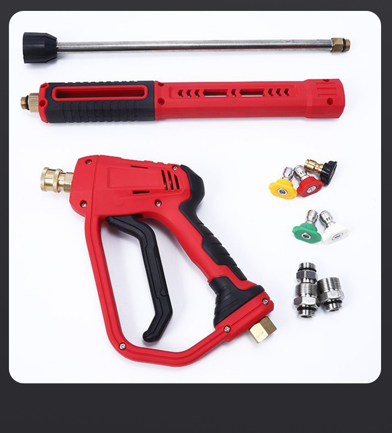 New Cross-Border High-Pressure Water Gun, Three-In-One Household Car Wash Tool, Gardening Cleaning Spray Gun with Copper Valve, Extended and Thickened
