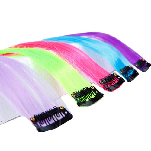 Cross-border European and American wig clips with ear-hanging design, dyed hairpieces—new arrival in one-piece style, featuring vibrant gradient colors and high-temperature resistant fibers.