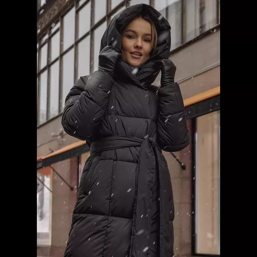 Vêtements pour femmes Veste d'hiver Veste en coton pour femmes Veste longue en coton rembourrée pour femmes Veste chaude à fermeture éclair_voghion.com