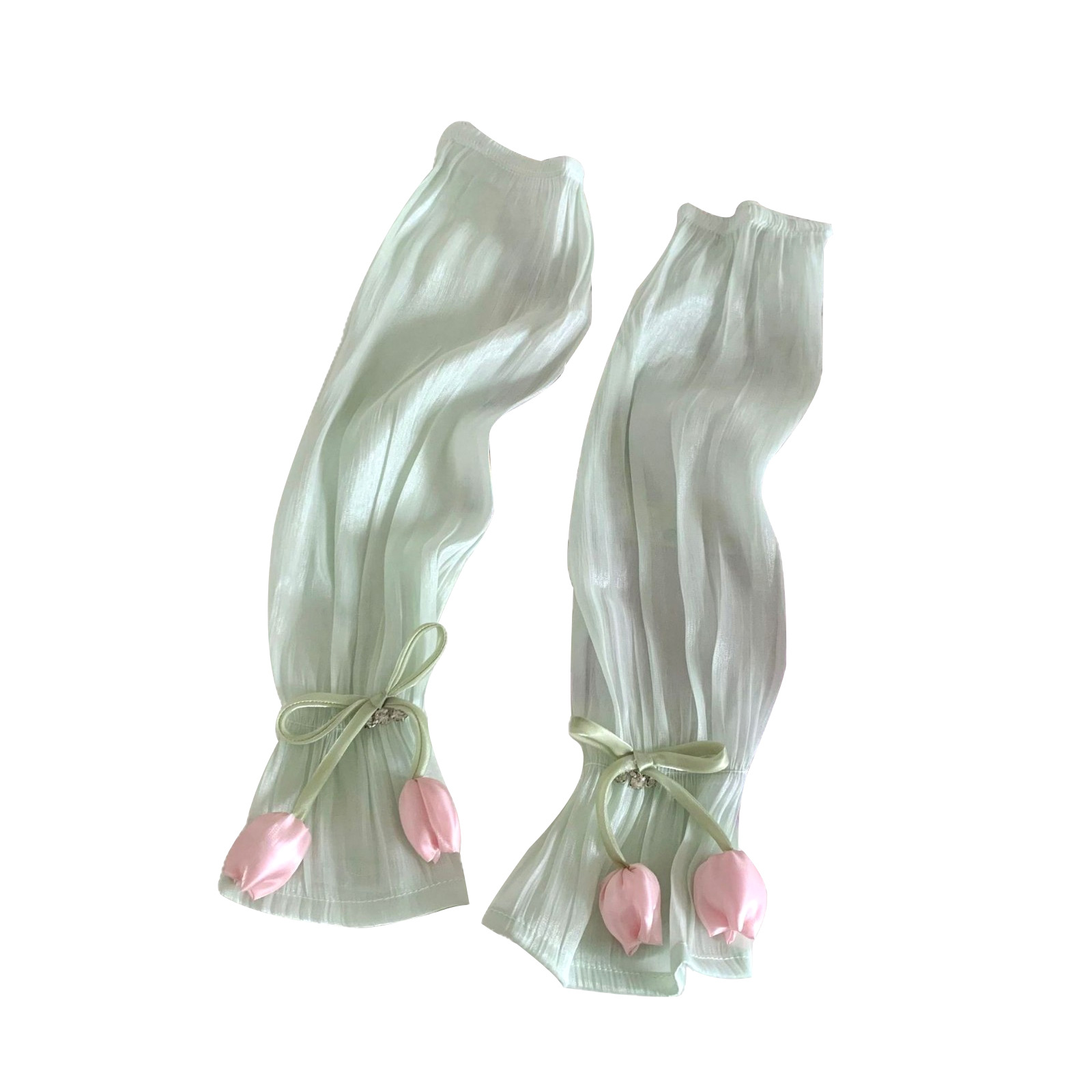 Mangas de hielo, mangas de seda de hielo, verano femenino, nuevo estilo, lazo, flores grandes, mangas de mano sueltas, protectores de brazos, mangas de protección solar para conducir