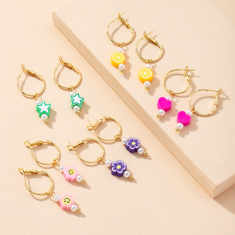 Korean Simple Fashion Cute Flower Smiley Earrings display picture 10