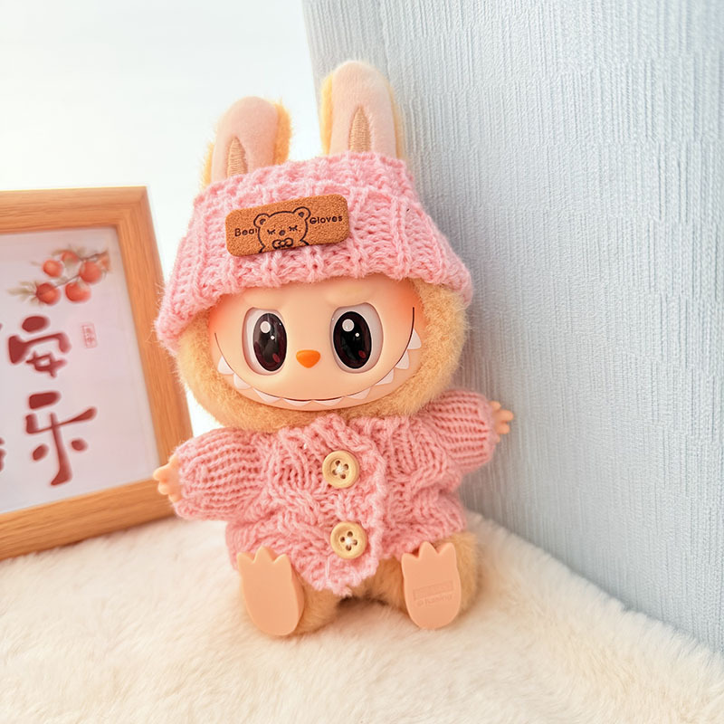 Solo ropa] Llavero de primera y segunda generación Labubu colgante de ropa Rabubu ropa de bebé suéter de punto traje de sombrero