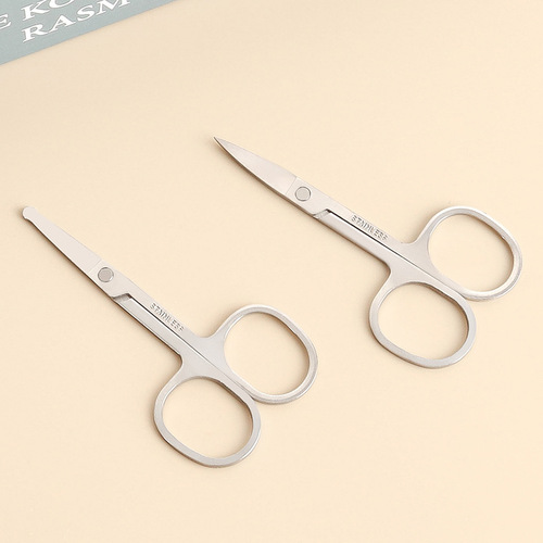 Sharp eyebrow scissors, stainless steel scissors, makeup eyebrow scissors, nose hair scissors, household multifunctional curved tip small scissors