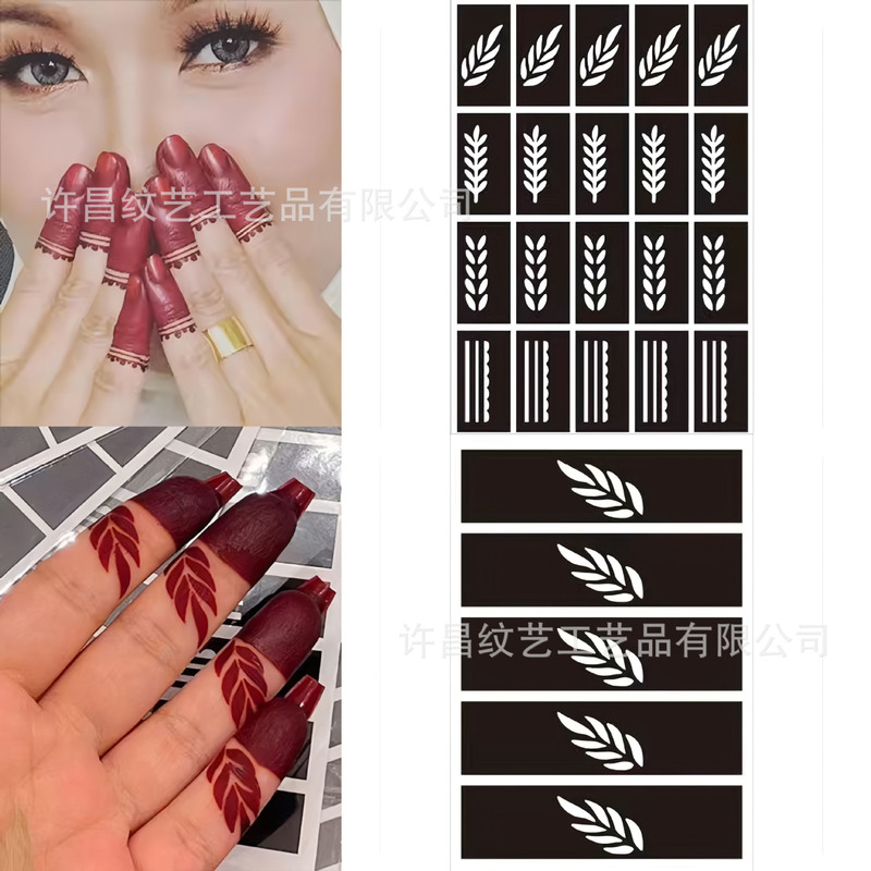 Indian Finger Dip Henna Tattoo Stencil Set DIY Body Art Temporary Juice Hollow DIY Handmade