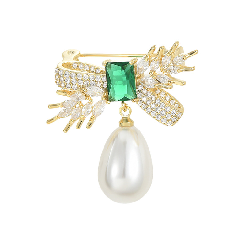 Moda coreana zircon perla broche de trigo creativo elegante atmósfera adornamiento traje vestido accesorios broche lote