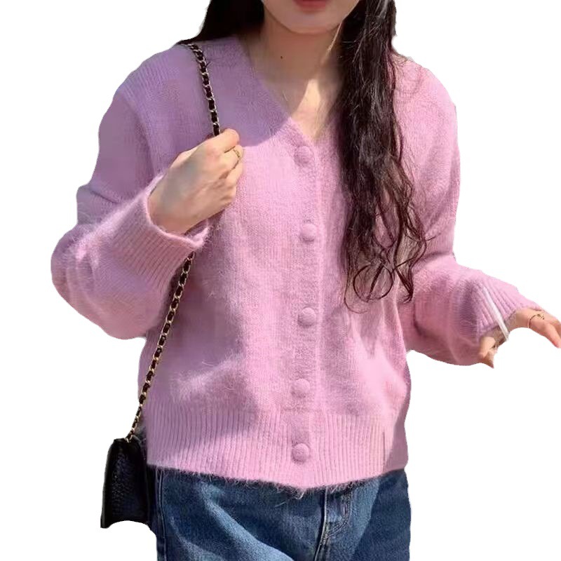 부드러운 찹쌀 부드러운 바람 겉감 니트 카디건 외투 외투 여성복 가을 겨