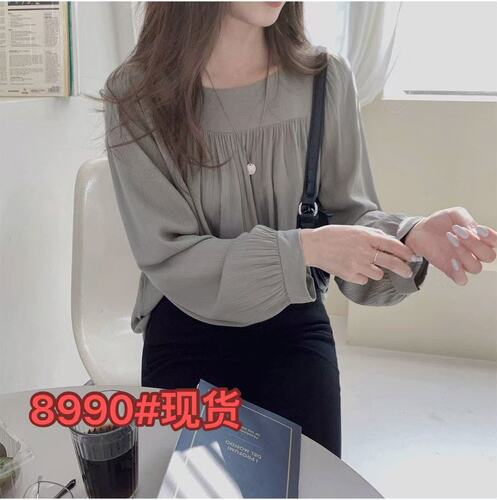 2025 Spring Early Collection Loose Long-Sleeve Solid Color Women's Shirt with Design Sense, Unique Design Chiffon Blouse