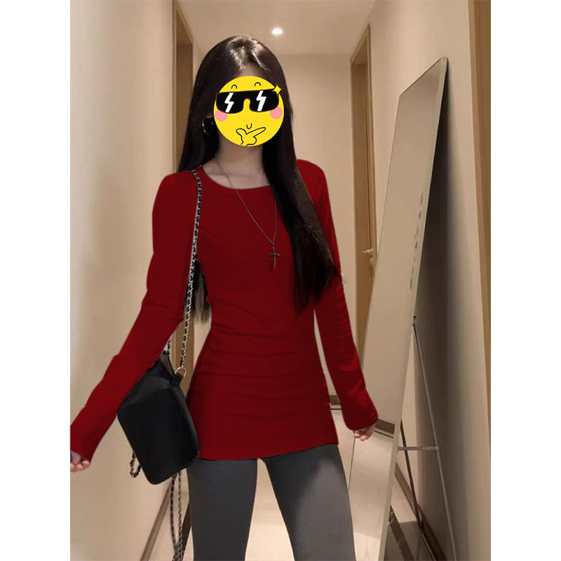 中长款白色内搭上衣打底衫女遮屁股2025春季纯棉修身百搭长袖恤|undefined