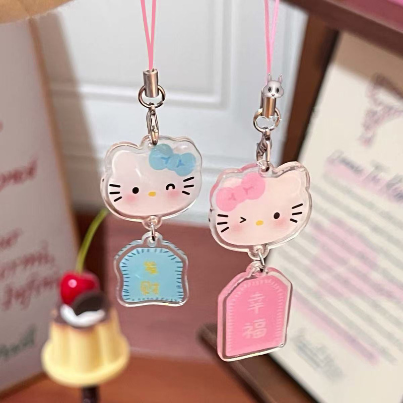 Cute Cat Pendant Lucky Charm Acrylic Keychain Sweet Bag Best Friend Pendant Decoration Gift