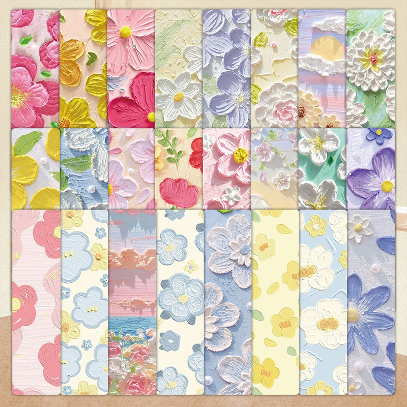 24枚の油絵の花の小さい清新な紙のしおりの学生の小説の教科書の装飾カードは本を読んで小さいカードを表示します。|undefined